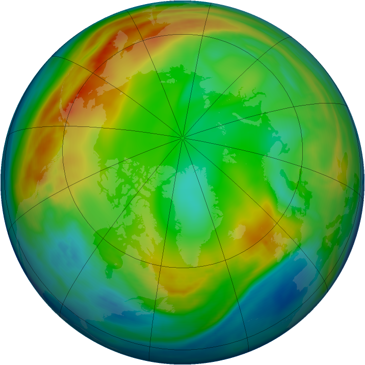 Arctic ozone map for 05 January 2008
